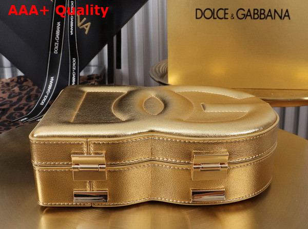 Dolce Gabbana DG Logo Bag Box Handbag in Gold Calfskin Replica