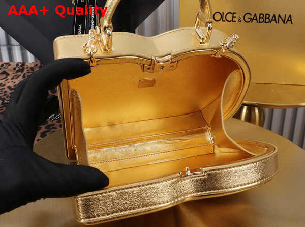 Dolce Gabbana DG Logo Bag Box Handbag in Gold Calfskin Replica
