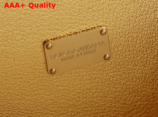 Dolce Gabbana DG Logo Bag Box Handbag in Gold Calfskin Replica