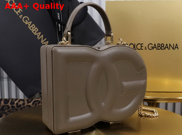 Dolce Gabbana DG Logo Bag Box Handbag in Grey Calfskin Replica