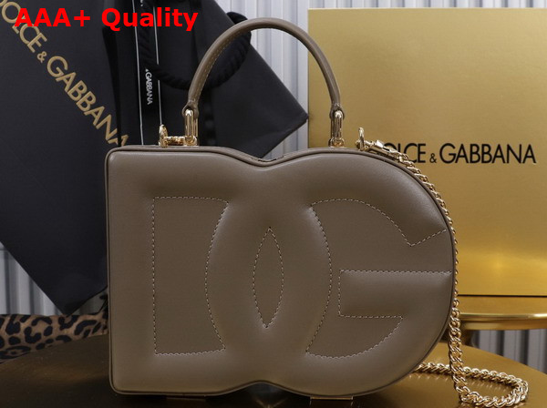 Dolce Gabbana DG Logo Bag Box Handbag in Grey Calfskin Replica