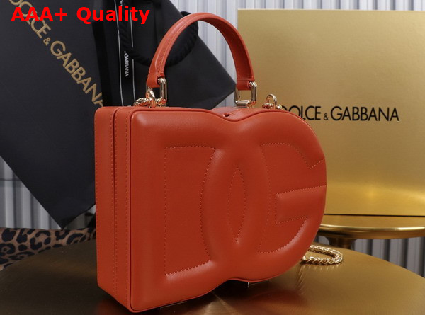 Dolce Gabbana DG Logo Bag Box Handbag in Orange Calfskin Replica