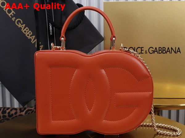 Dolce Gabbana DG Logo Bag Box Handbag in Orange Calfskin Replica