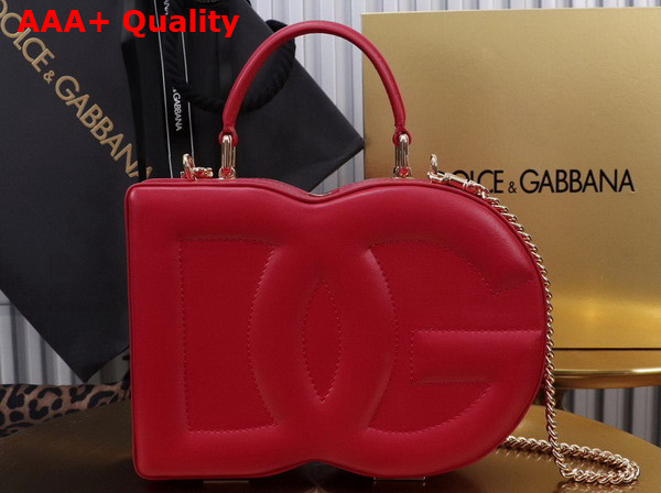 Dolce Gabbana DG Logo Bag Box Handbag in Red Calfskin Replica