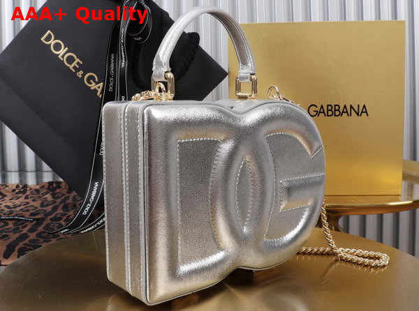 Dolce Gabbana DG Logo Bag Box Handbag in Silver Calfskin Replica