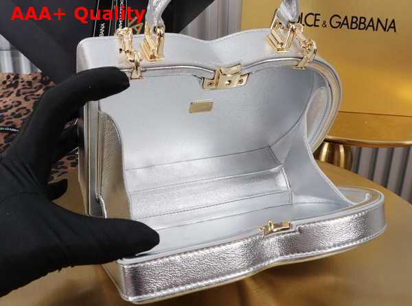 Dolce Gabbana DG Logo Bag Box Handbag in Silver Calfskin Replica