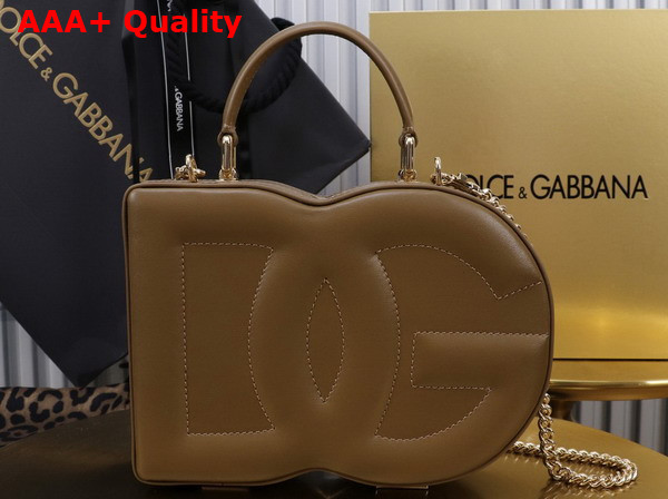 Dolce Gabbana DG Logo Bag Box Handbag in Tan Calfskin Replica
