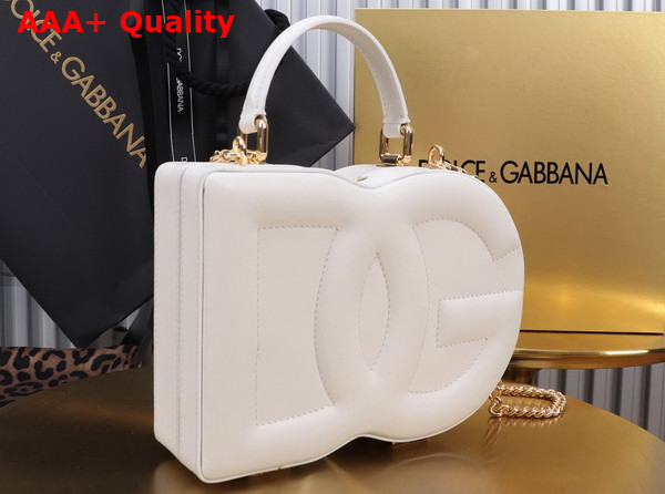 Dolce Gabbana DG Logo Bag Box Handbag in White Calfskin Replica