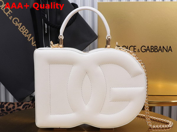 Dolce Gabbana DG Logo Bag Box Handbag in White Calfskin Replica
