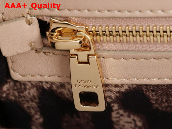 Dolce Gabbana Elongated Medium Sicily Handbag in Beige Polished Calfskin Replica