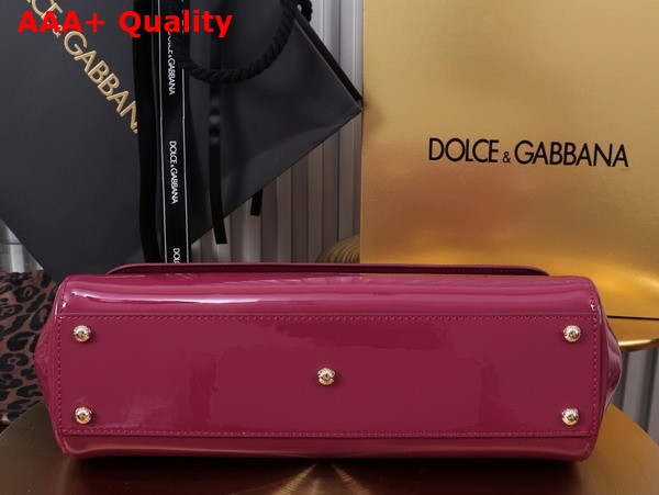 Dolce Gabbana Elongated Medium Sicily Handbag in Burgundy Polished Calfskin Replica