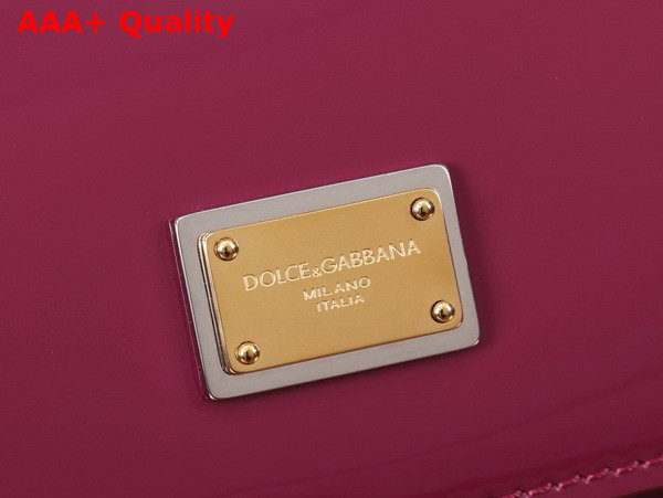 Dolce Gabbana Elongated Medium Sicily Handbag in Burgundy Polished Calfskin Replica