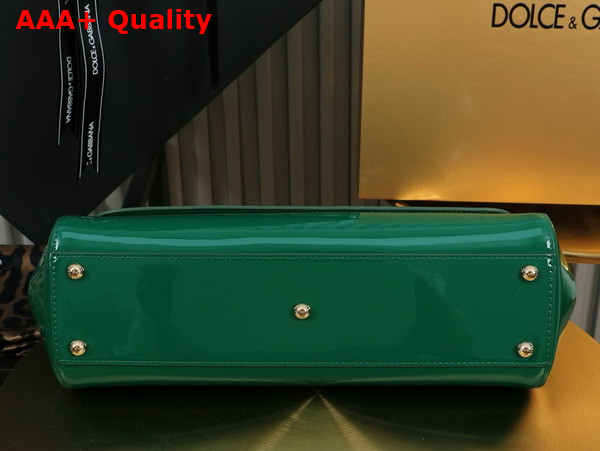 Dolce Gabbana Elongated Medium Sicily Handbag in Green Polished Calfskin Replica