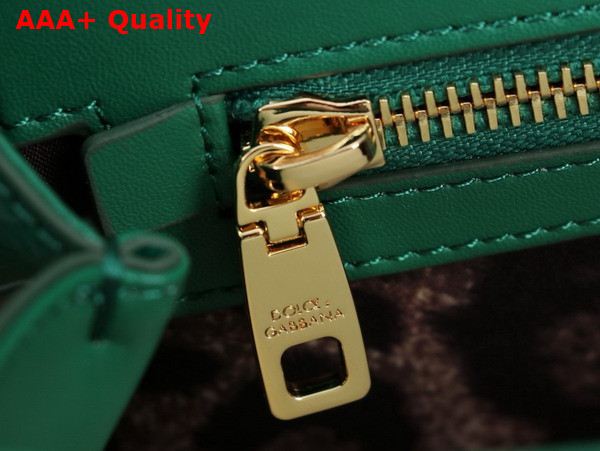 Dolce Gabbana Elongated Medium Sicily Handbag in Green Polished Calfskin Replica