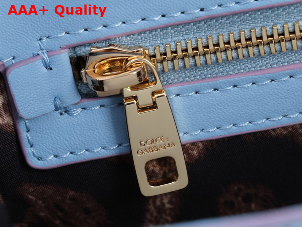 Dolce Gabbana Elongated Medium Sicily Handbag in Light Blue Polished Calfskin Replica