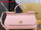 Dolce Gabbana Elongated Medium Sicily Handbag in Pink Polished Calfskin Replica