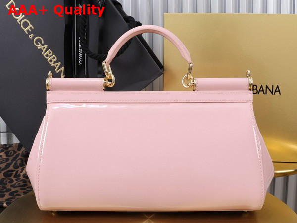 Dolce Gabbana Elongated Medium Sicily Handbag in Pink Polished Calfskin Replica