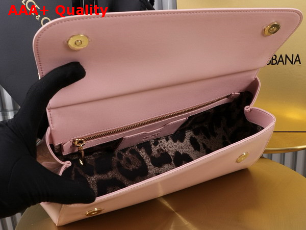 Dolce Gabbana Elongated Medium Sicily Handbag in Pink Polished Calfskin Replica