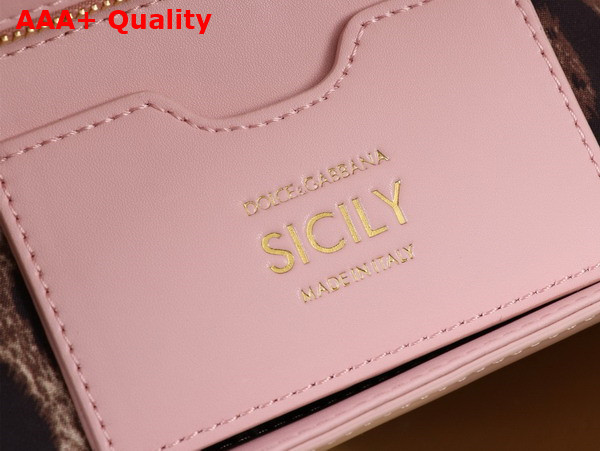 Dolce Gabbana Elongated Medium Sicily Handbag in Pink Polished Calfskin Replica