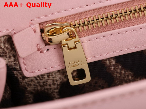 Dolce Gabbana Elongated Medium Sicily Handbag in Pink Polished Calfskin Replica