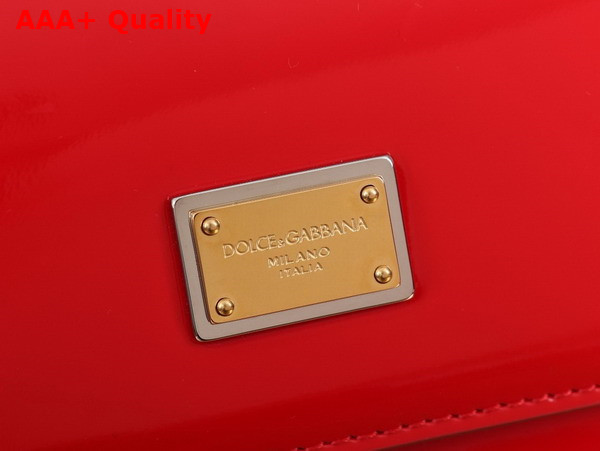 Dolce Gabbana Elongated Medium Sicily Handbag in Red Polished Calfskin Replica