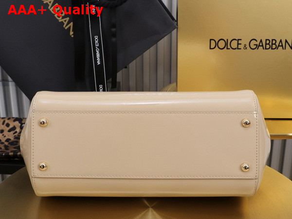 Dolce Gabbana Large Sicily Handbag in Beige Patent Leather Replica