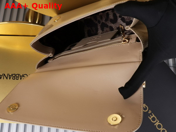 Dolce Gabbana Large Sicily Handbag in Beige Patent Leather Replica