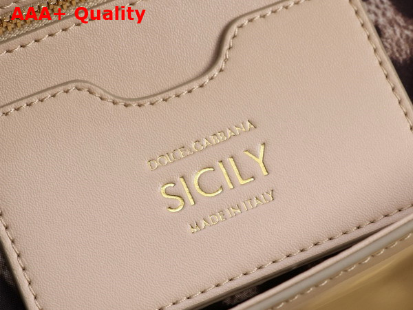 Dolce Gabbana Large Sicily Handbag in Beige Patent Leather Replica