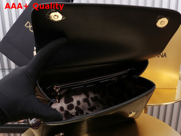 Dolce Gabbana Large Sicily Handbag in Black Patent Leather Replica