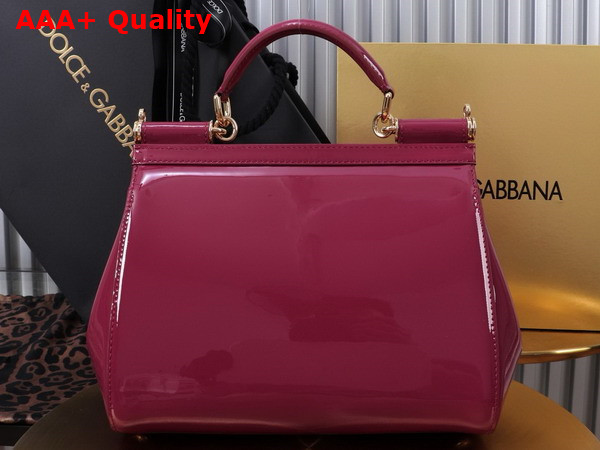 Dolce Gabbana Large Sicily Handbag in Burgundy Patent Leather Replica