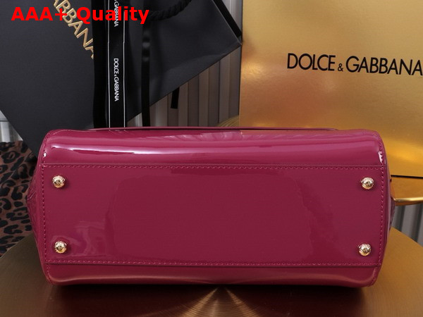 Dolce Gabbana Large Sicily Handbag in Burgundy Patent Leather Replica