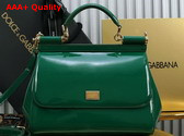 Dolce Gabbana Large Sicily Handbag in Green Patent Leather Replica
