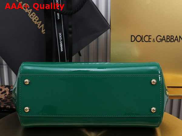 Dolce Gabbana Large Sicily Handbag in Green Patent Leather Replica