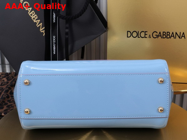 Dolce Gabbana Large Sicily Handbag in Light Blue Patent Leather Replica