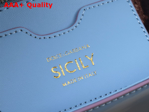 Dolce Gabbana Large Sicily Handbag in Light Blue Patent Leather Replica