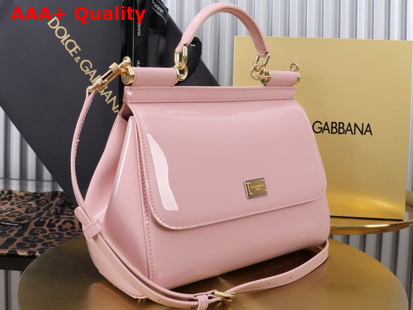 Dolce Gabbana Large Sicily Handbag in Pink Patent Leather Replica