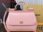 Dolce Gabbana Large Sicily Handbag in Pink Patent Leather Replica