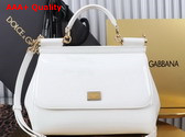 Dolce Gabbana Large Sicily Handbag in White Patent Leather Replica