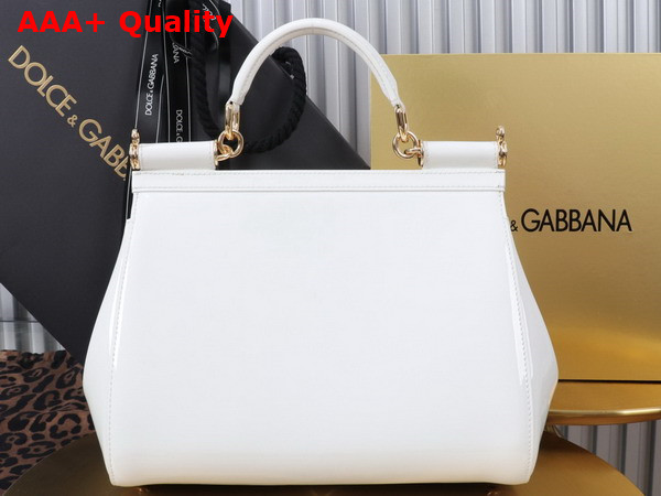Dolce Gabbana Large Sicily Handbag in White Patent Leather Replica