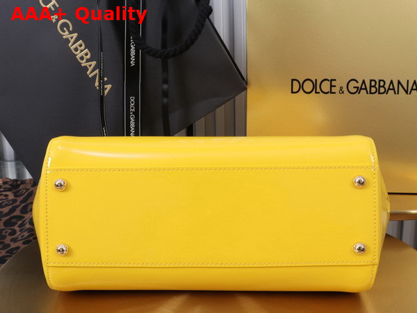 Dolce Gabbana Large Sicily Handbag in Yellow Patent Leather Replica