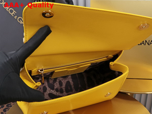 Dolce Gabbana Large Sicily Handbag in Yellow Patent Leather Replica