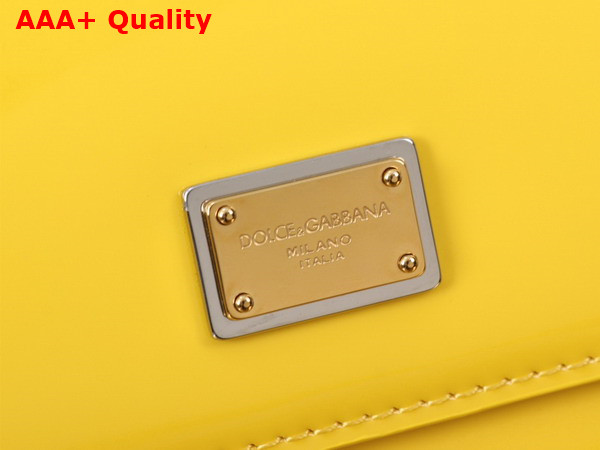 Dolce Gabbana Large Sicily Handbag in Yellow Patent Leather Replica