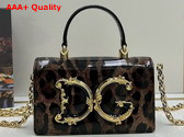 Dolce Gabbana Leopard Print Polished Calfskin DG Girls Mini Bag Replica