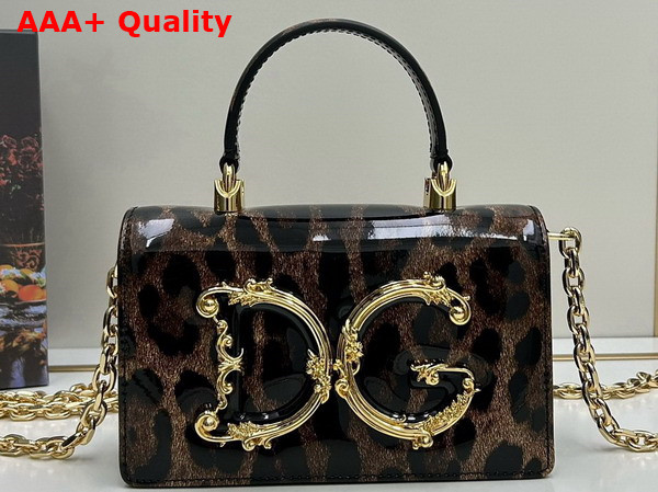 Dolce Gabbana Leopard Print Polished Calfskin DG Girls Mini Bag Replica