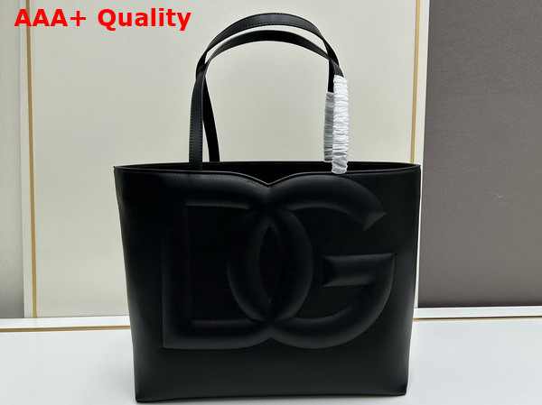 Dolce Gabbana Medium Calfskin DG Logo Bag Shopper in Black Replica