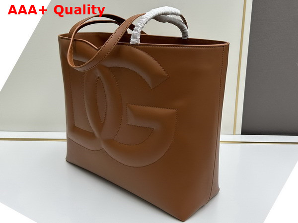 Dolce Gabbana Medium Calfskin DG Logo Bag Shopper in Brown Replica