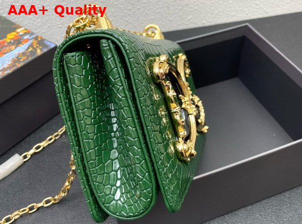 Dolce Gabbana Medium DG Girls Shoulder Bag in Green Croc Effect Calfskin Replica