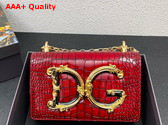 Dolce Gabbana Medium DG Girls Shoulder Bag in Red Croc Effect Calfskin Replica