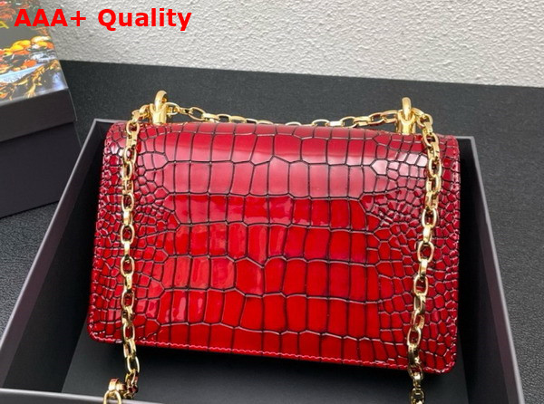 Dolce Gabbana Medium DG Girls Shoulder Bag in Red Croc Effect Calfskin Replica