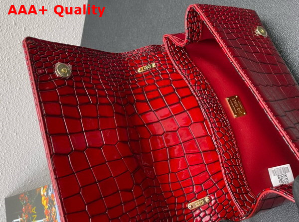 Dolce Gabbana Medium DG Girls Shoulder Bag in Red Croc Effect Calfskin Replica